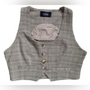 Cider Cropped Houndstooth Plaid Vest Fits XS S Preppy Twee Steampunk Retro